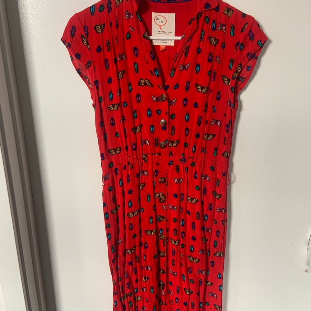 Red Butterfly Print Dress